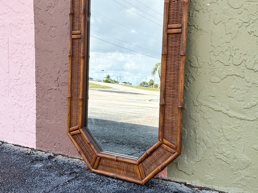Faux Bamboo and Rattan Octagon Mirror