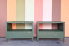 Pair of Modern Painted Linen Wrapped Nightstands