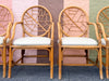 Set of Six McGuire Style Cracked Ice Rattan Dining Chairs