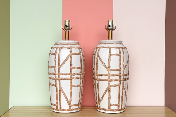 Pair of Faux Bamboo Icing Lamps