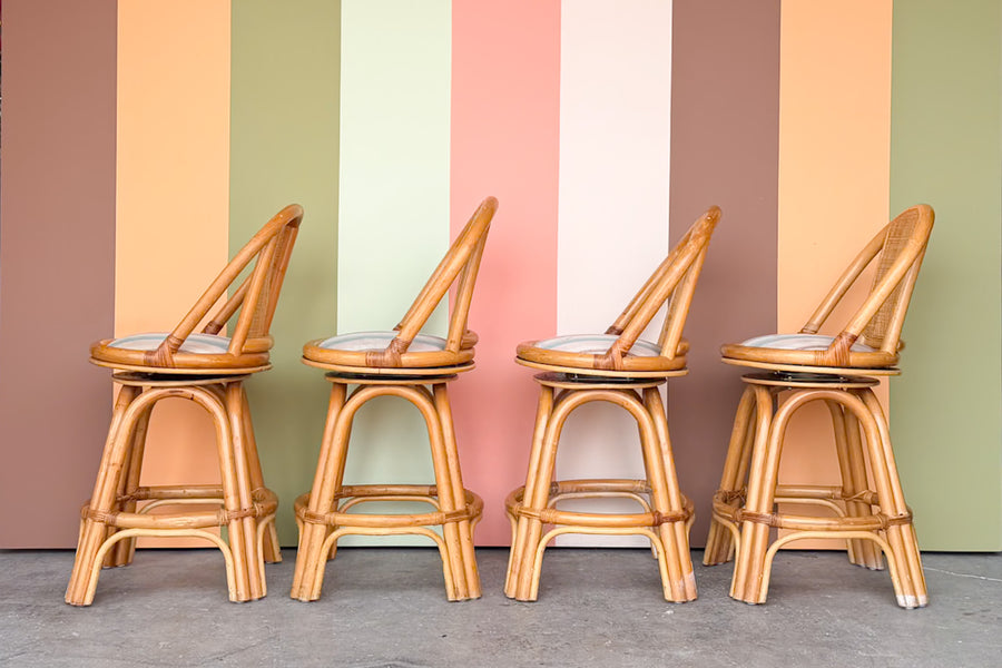 Set of Four Old Florida Counter Stools