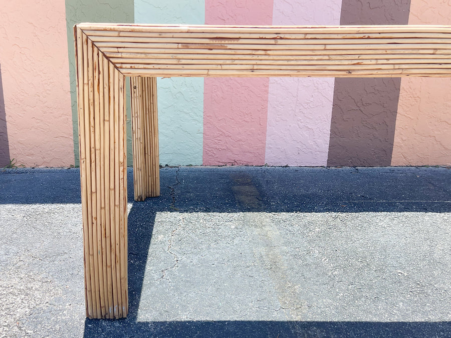 Coastal Chic Pencil Reed Rattan Dining Table