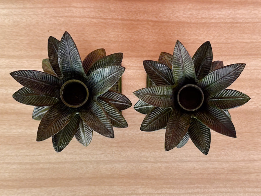 Pair of Bronze Pineapple Candle Holders