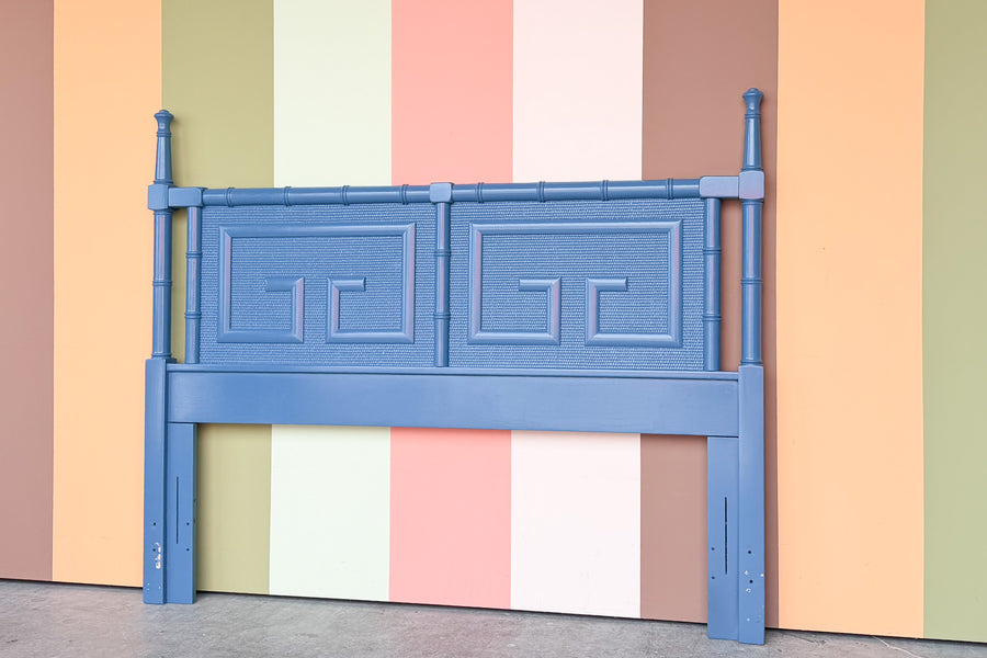 Faux Bamboo Greek Key Queen Headboard
