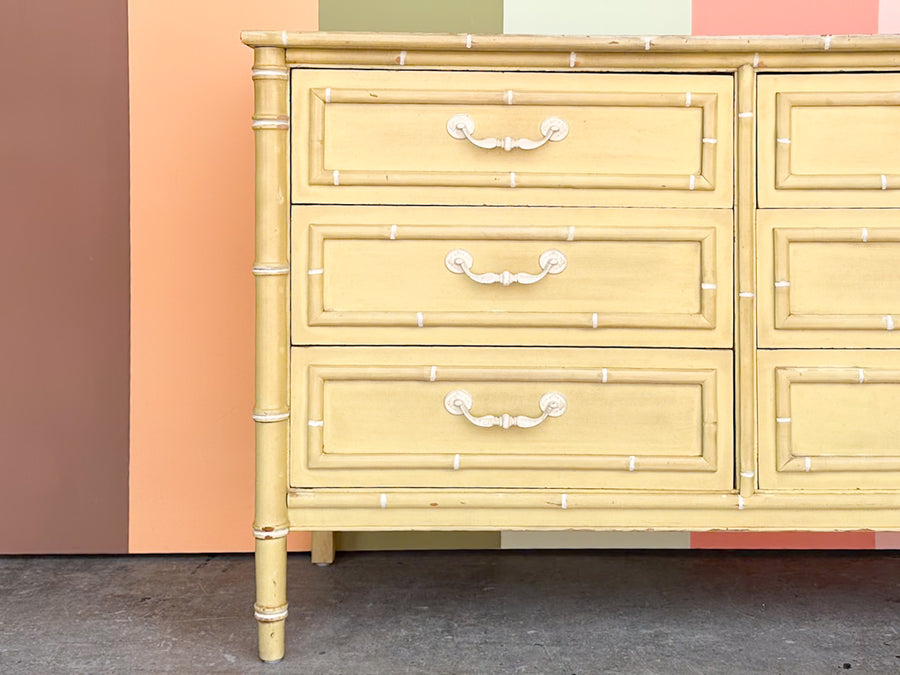 Yellow Faux Bamboo Double Dresser