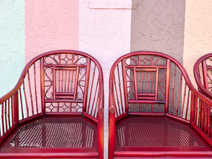 Brighton Style Red Rattan Dining Set