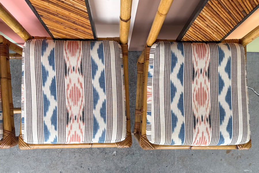 Set of Four Pencil Reed Rattan Dining Chairs