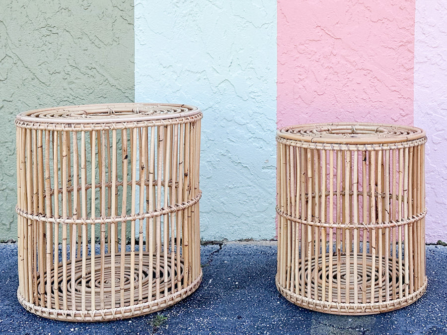 Set of Three Rattan Lanterns