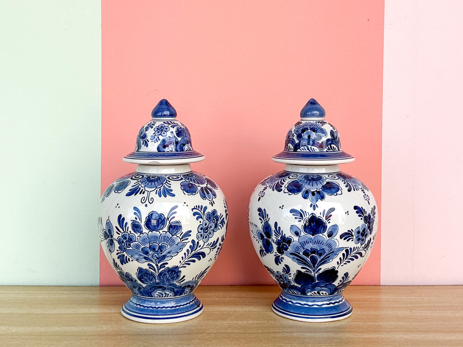 Pair of Blue and White Delft Ginger Jars