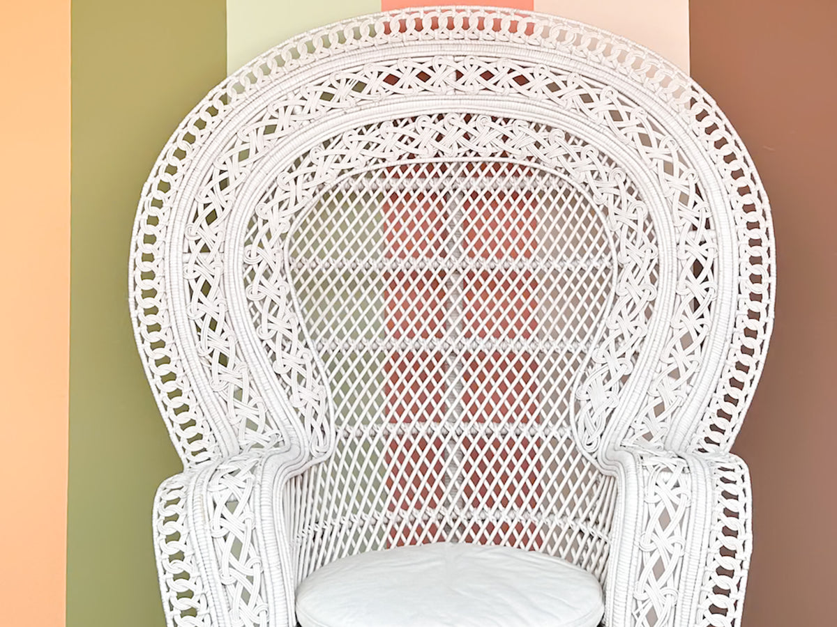 White Rattan Peacock Chair