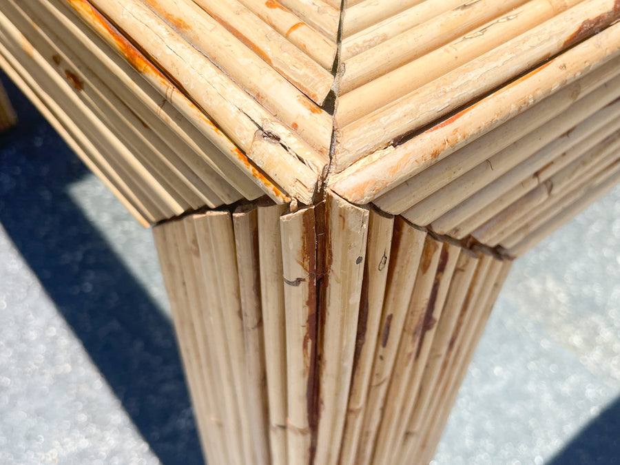 Coastal Chic Pencil Reed Rattan Dining Table