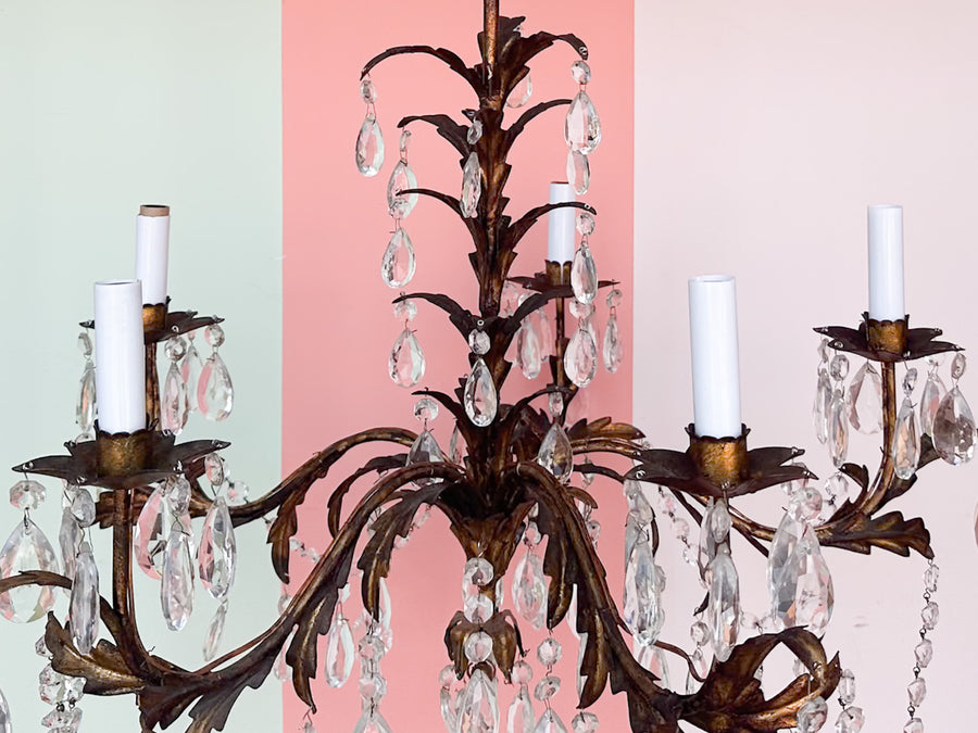 Italian Gilt and Crystal Chandelier