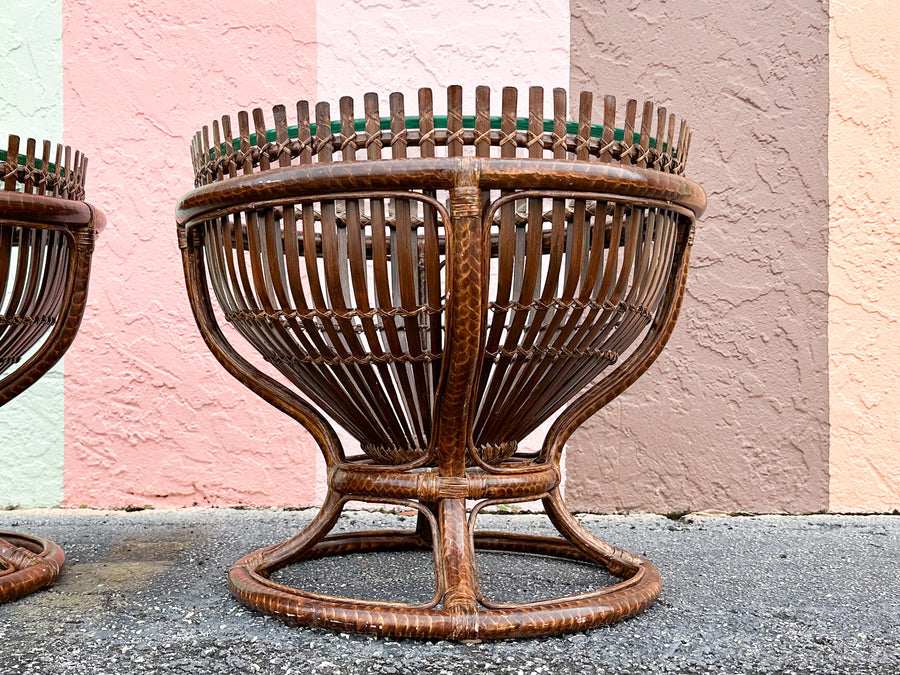 Pair of Island Chic Bamboo Side Tables