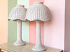 Pair of Scalloped Wicker Lamps