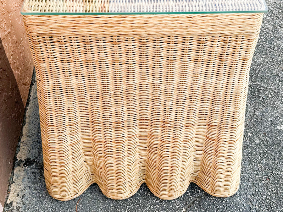 Pair of Modern Draped Wicker Side Tables