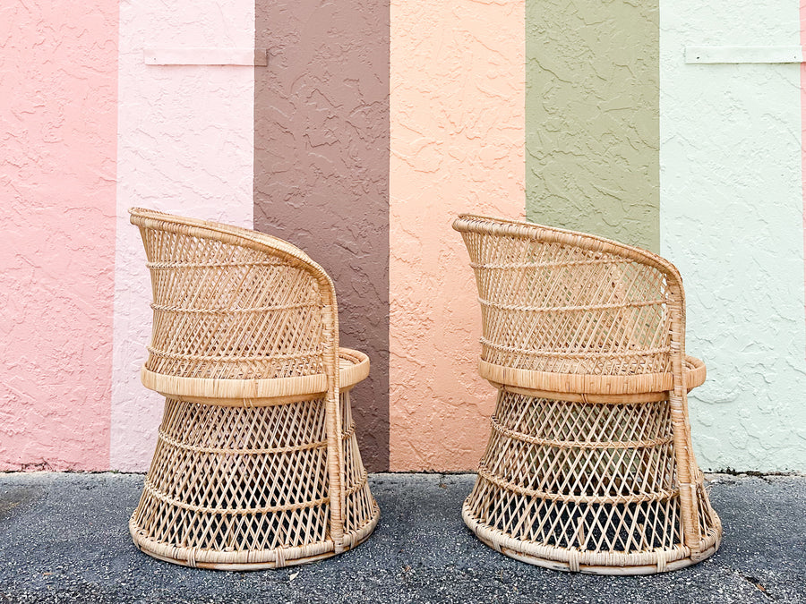 Pair of Island Style Buri Rattan Chairs