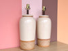 Pair of Rattan Wrapped Ceramic Lamps