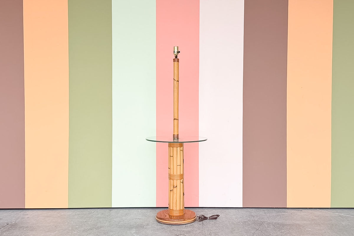 Old Florida Rattan Floor Lamp