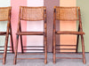 Set of Four Bamboo and Cane Folding Chairs
