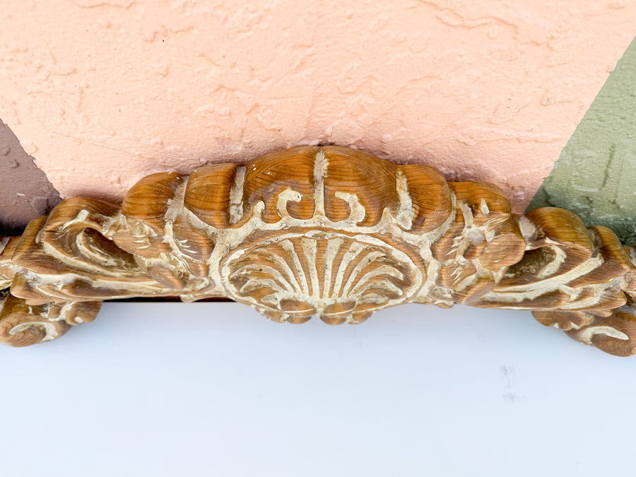 Pair of Wood Carved Shell Motif Wall Art