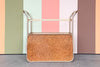 MCM Faux Burl Metal Bar Cart with Tray