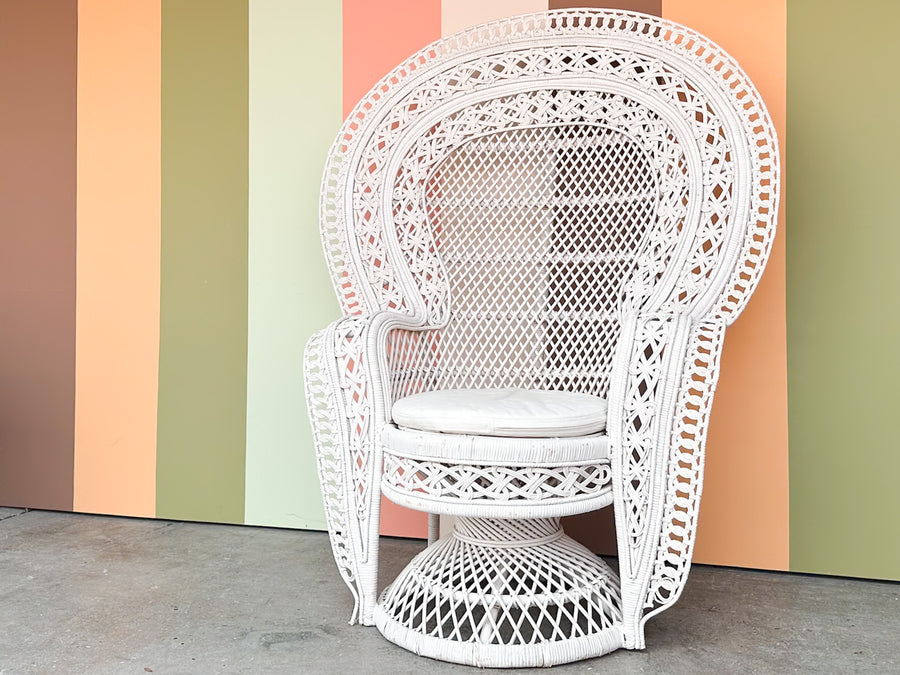 White Rattan Peacock Chair