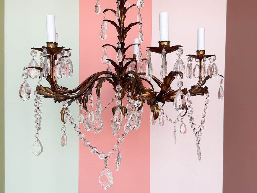 Italian Gilt and Crystal Chandelier