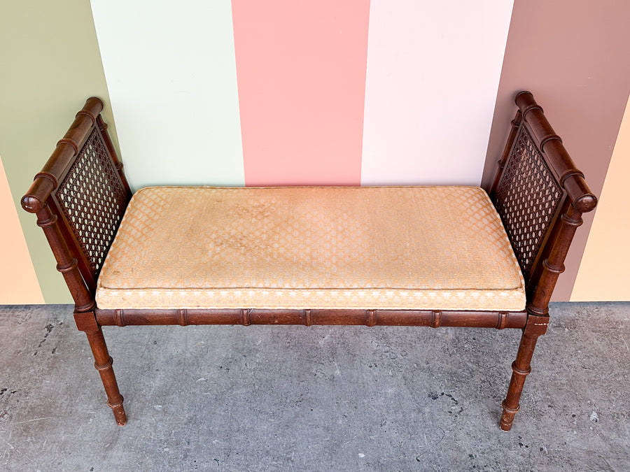 Handsome Thomasville Cane and Faux Bamboo Bench