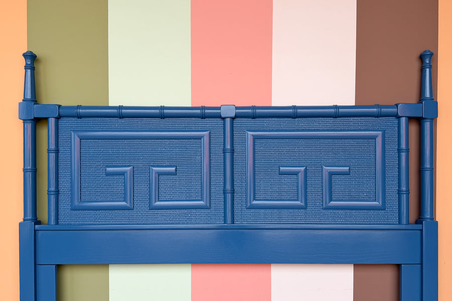 Faux Bamboo Greek Key Queen Headboard