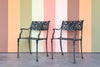 Set of Four Shell Motif Cast Iron Chairs