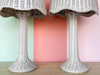Pair of Scalloped Wicker Lamps