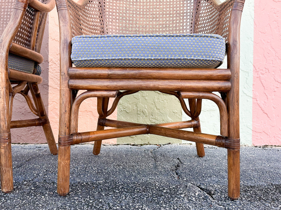 Pair of Handsome Cane Barrel Chairs