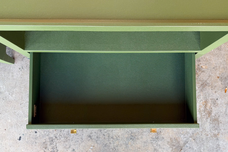 Pair of Modern Painted Linen Wrapped Nightstands