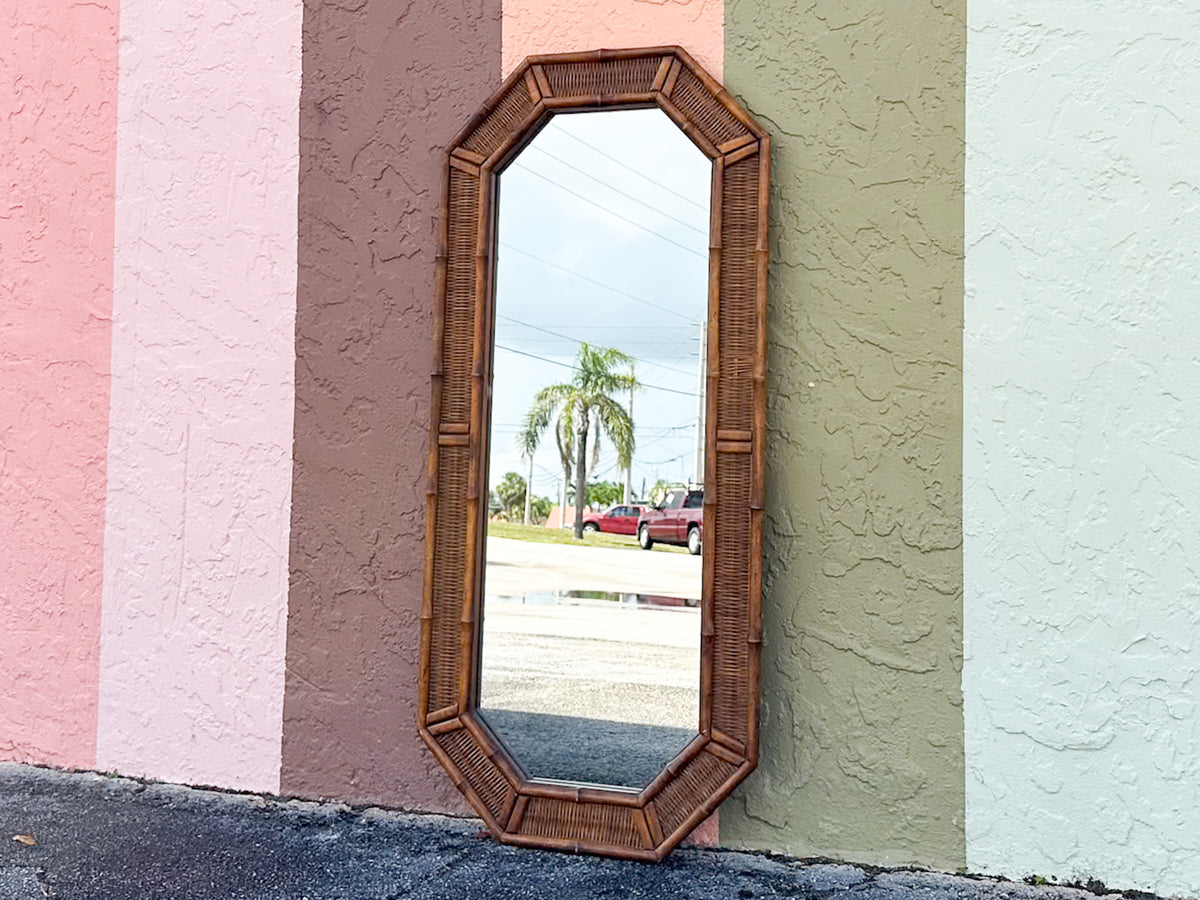 Faux Bamboo and Rattan Octagon Mirror