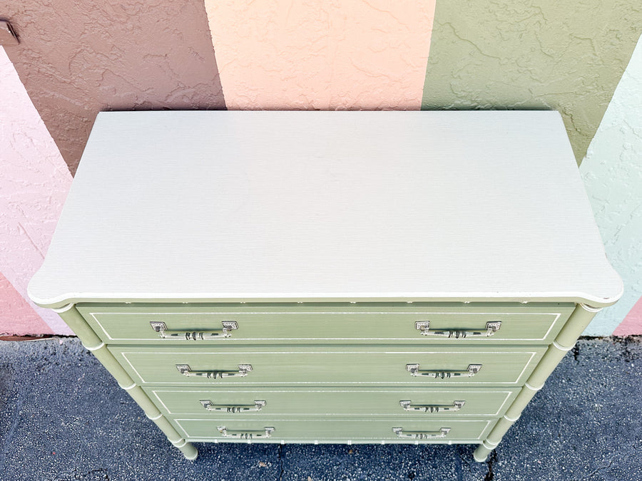 Seafoam Faux Bamboo Tall Chest