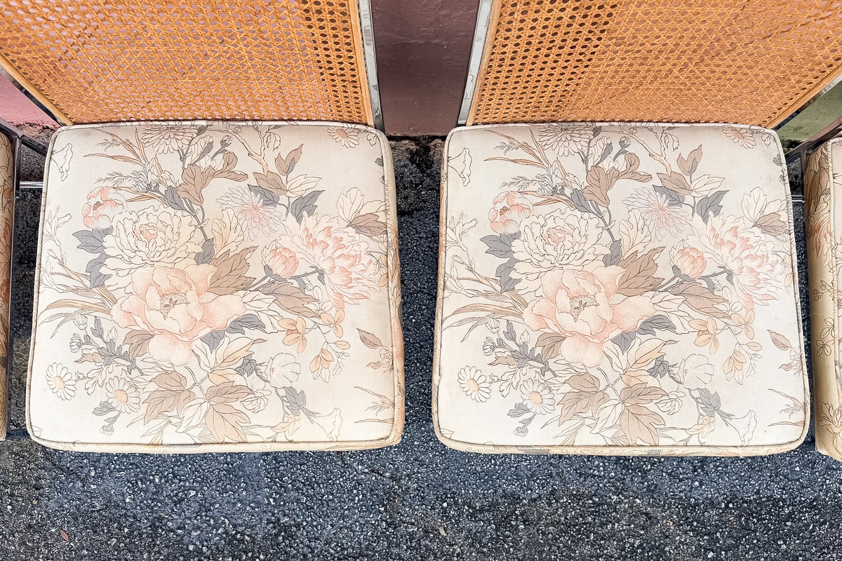 Set of Six Milo Baughman for Thayer Coggin Chrome and Cane Dining Chairs