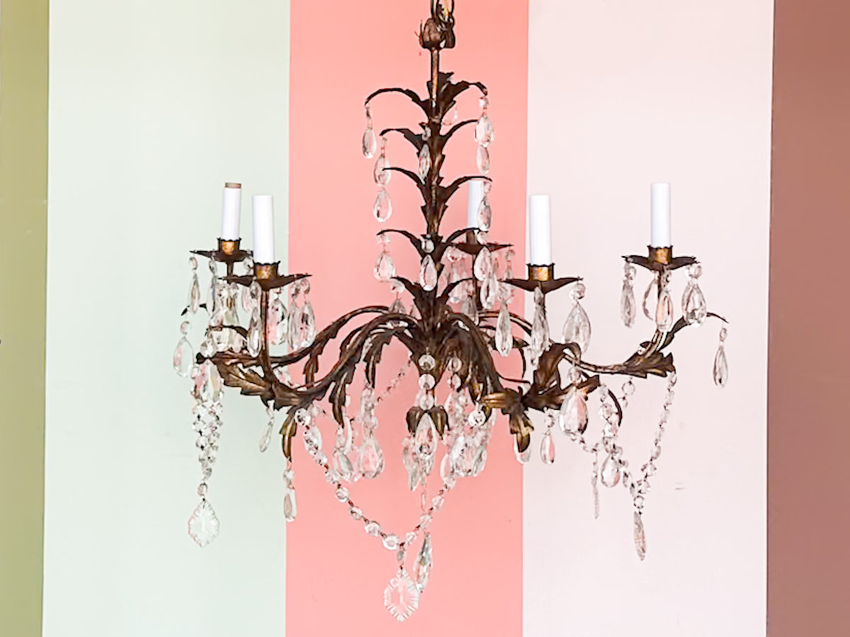 Italian Gilt and Crystal Chandelier