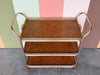 MCM Faux Burl Metal Bar Cart with Tray