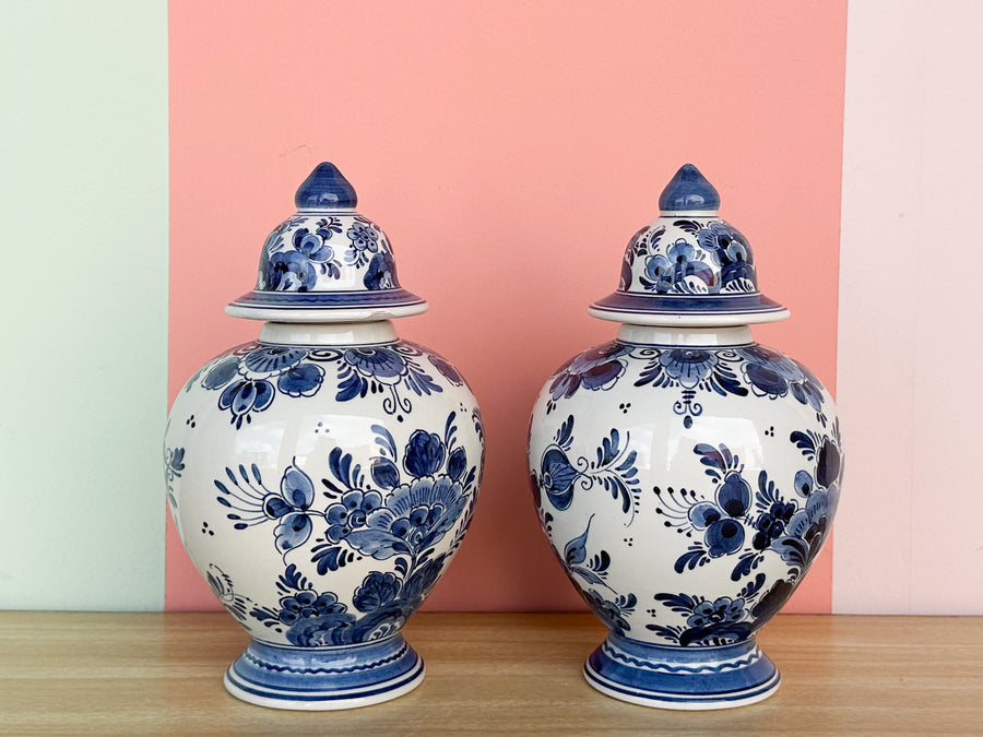 Pair of Blue and White Delft Ginger Jars