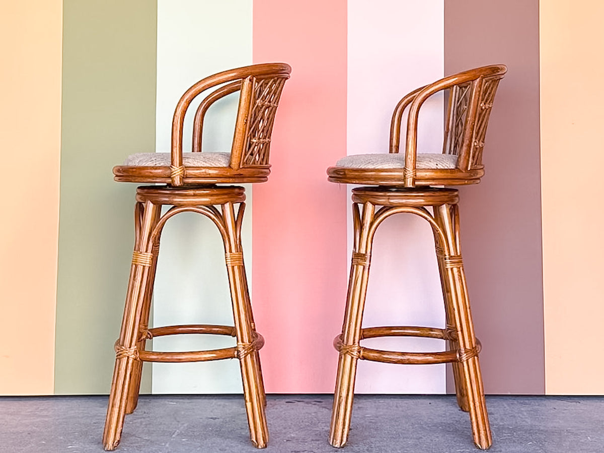 Pair of Rattan Bar Stools