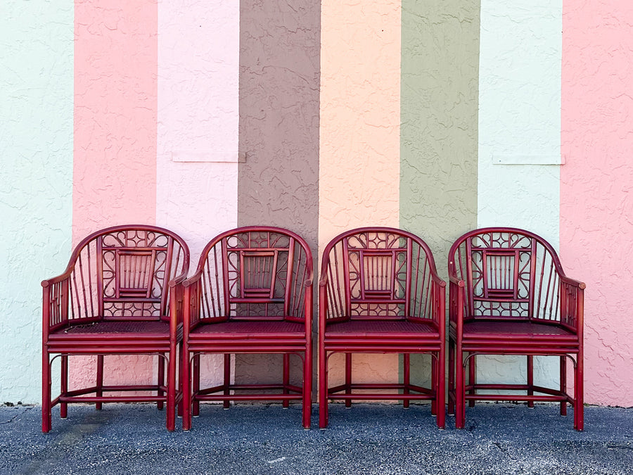 Brighton Style Red Rattan Dining Set