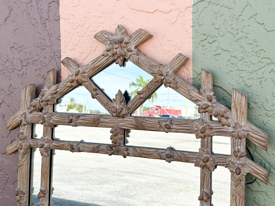 Faux Bois Lattice Mirror