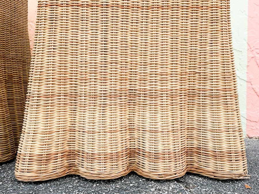 Pair of Modern Draped Wicker Side Tables