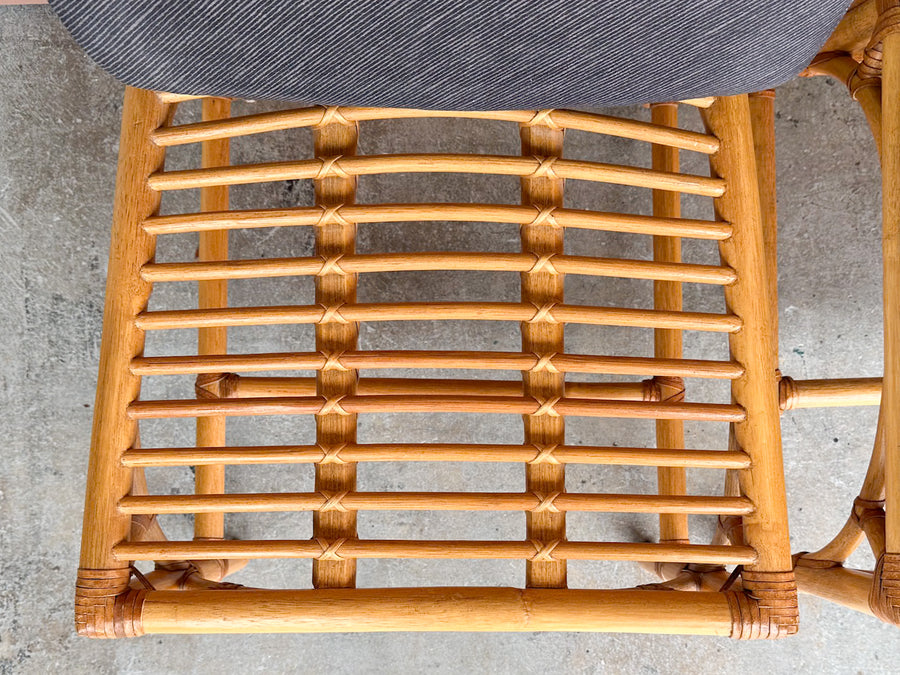 Set of Four Rattan McGuire Style Cathedral Dining Chairs