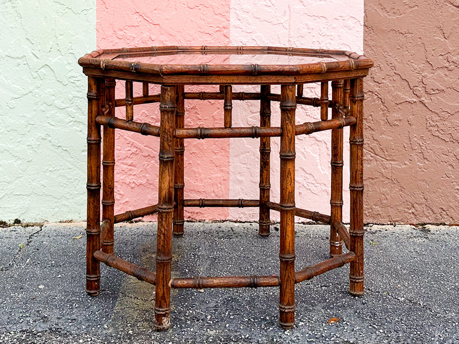 Handsome Faux Bamboo Side Table