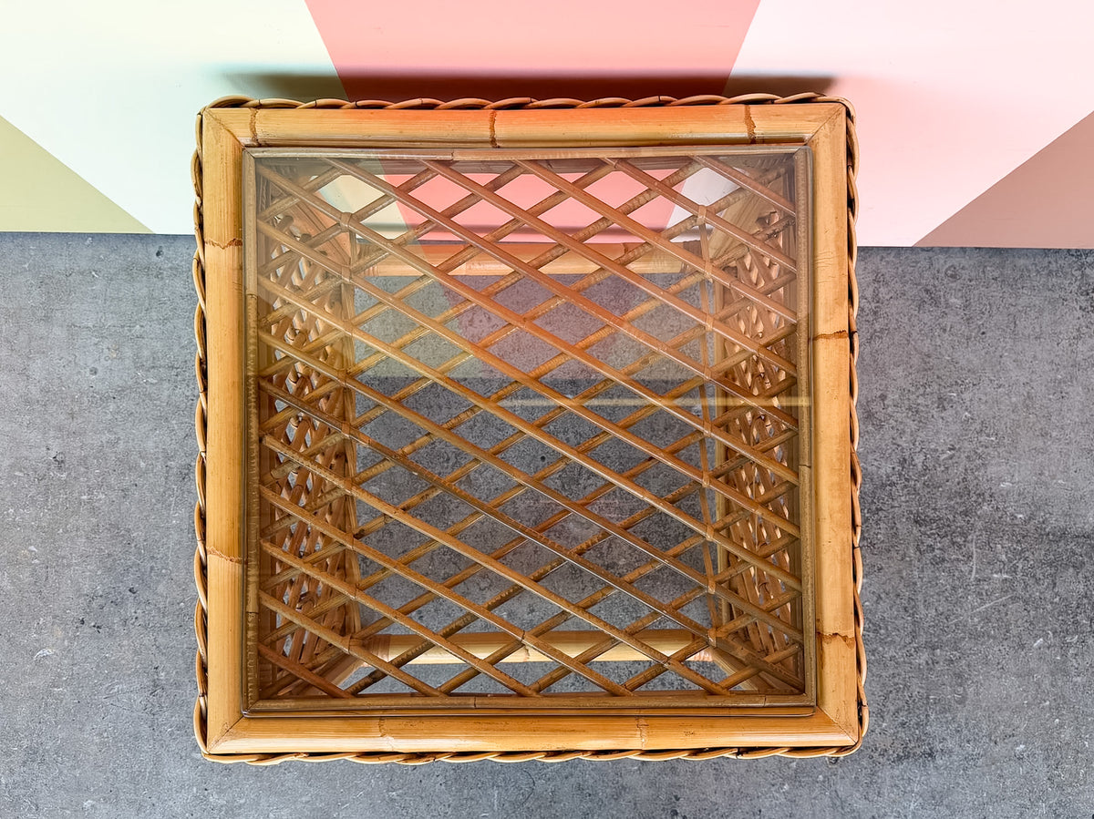 Braided Rattan Side Table