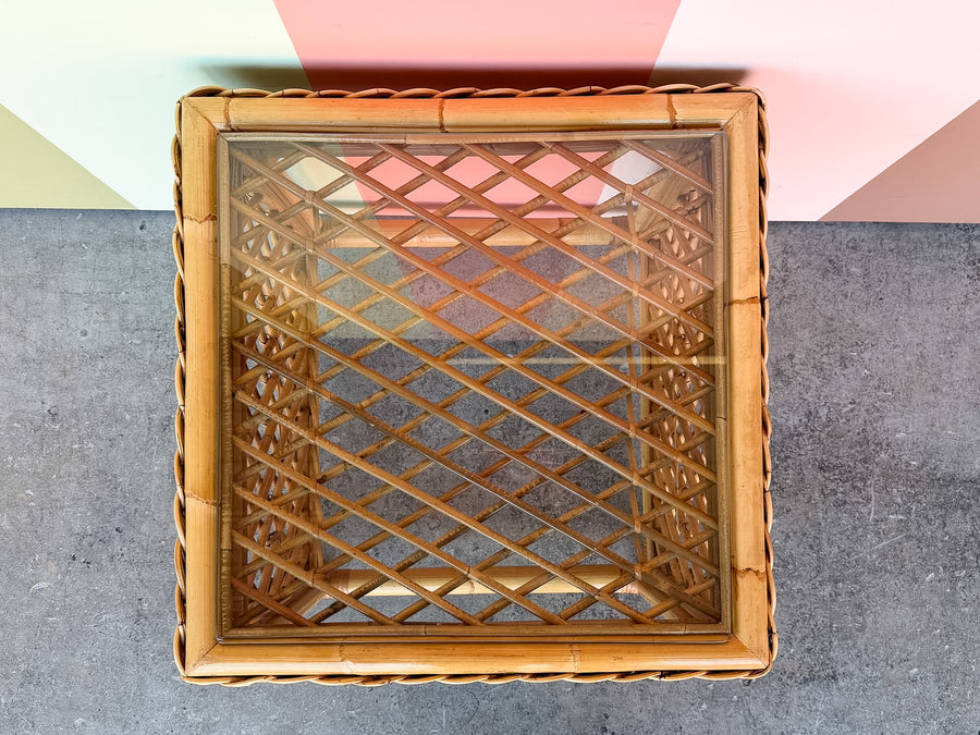 Braided Rattan Side Table