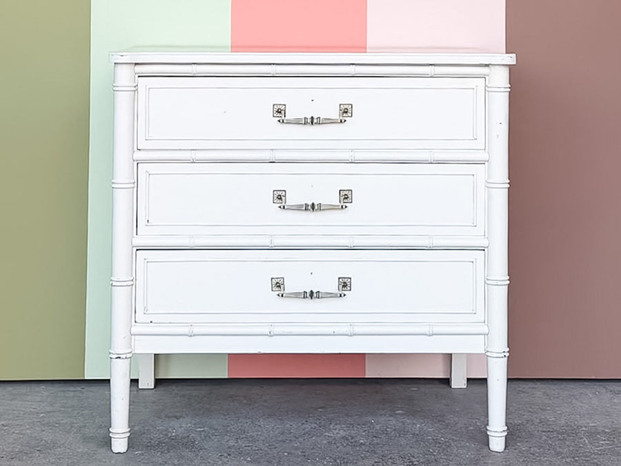 Faux Bamboo Oversized Nightstand with Hutch
