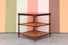 Wood and Cane Faux Bamboo Square Side Table