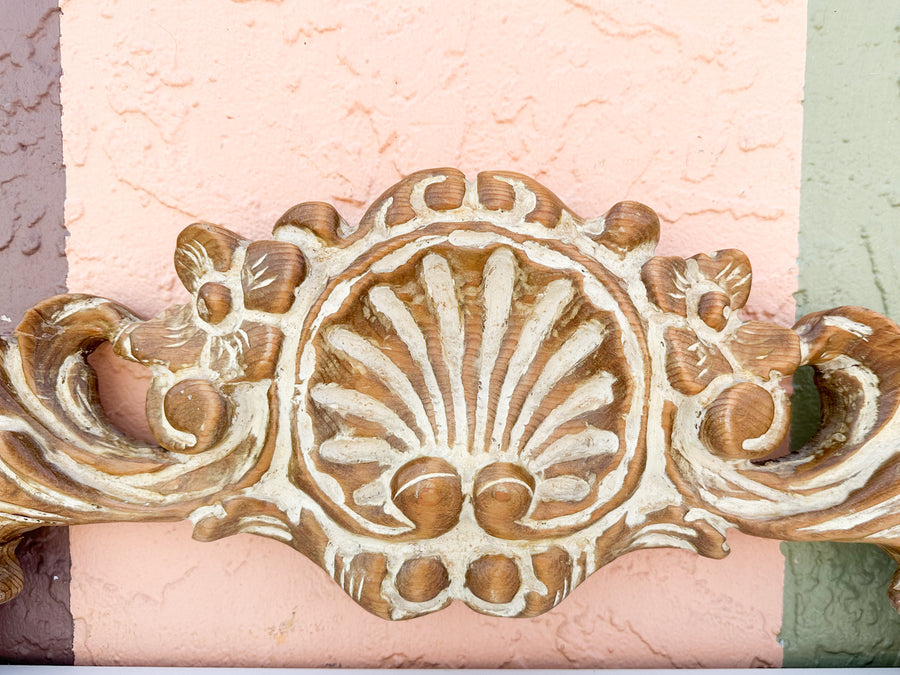 Pair of Wood Carved Shell Motif Wall Art